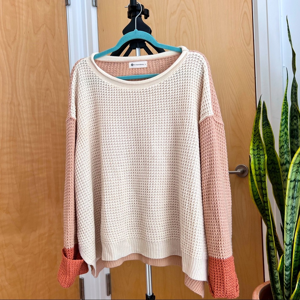 THE IMPECCABLE PIG- Cream, Blush, and Terracotta Loose Knit Oversized Sweater